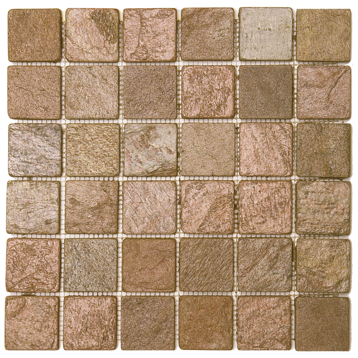 Copper Matte 2"'x2" Quartzite Mosaic