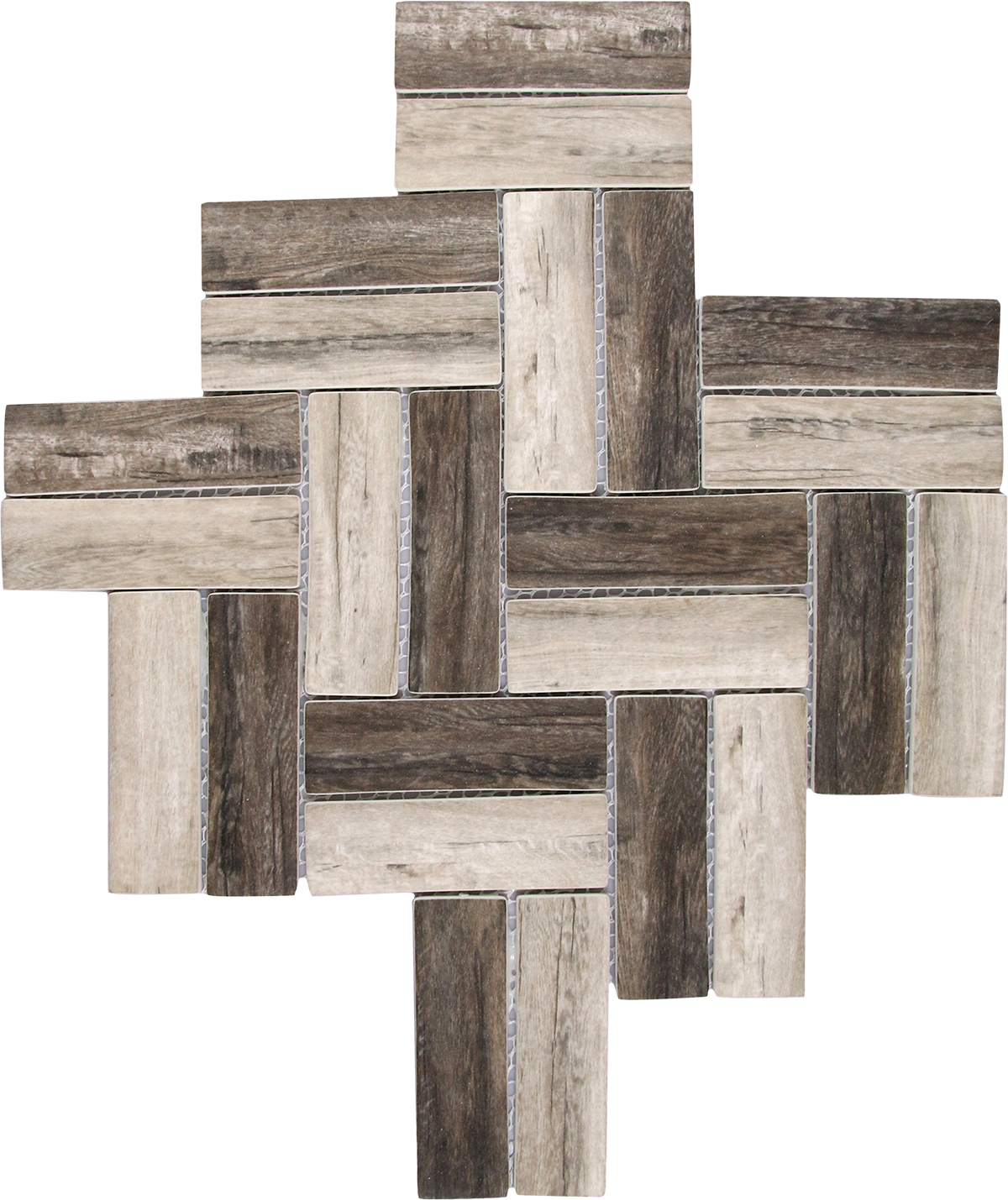 Recycled Glass Herringbone Grey Beige Mosaic