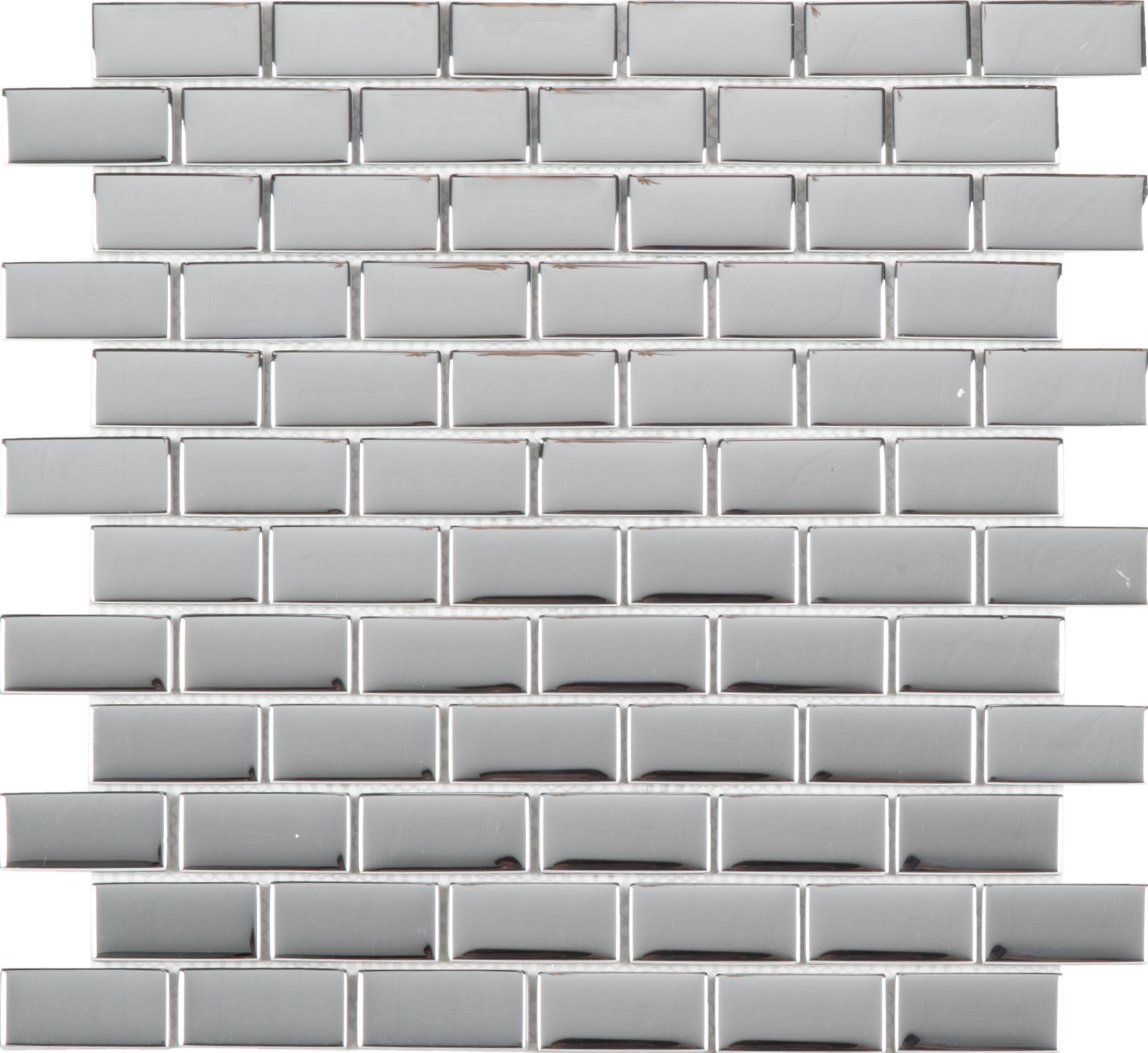 Glass Brick 1"x2"  Chrome Mosaic 12"x12"