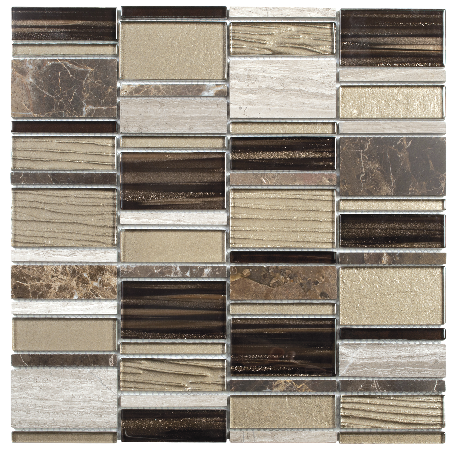 Beige Brown Mixed Rectangle Marble Glass
