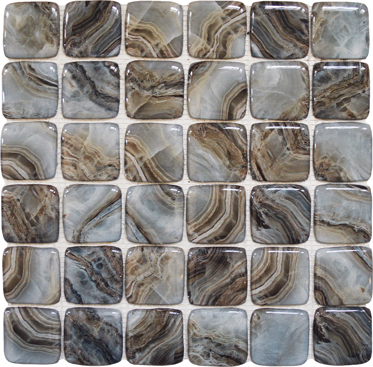 Glass Square Grey Beige Mix Marble Patte