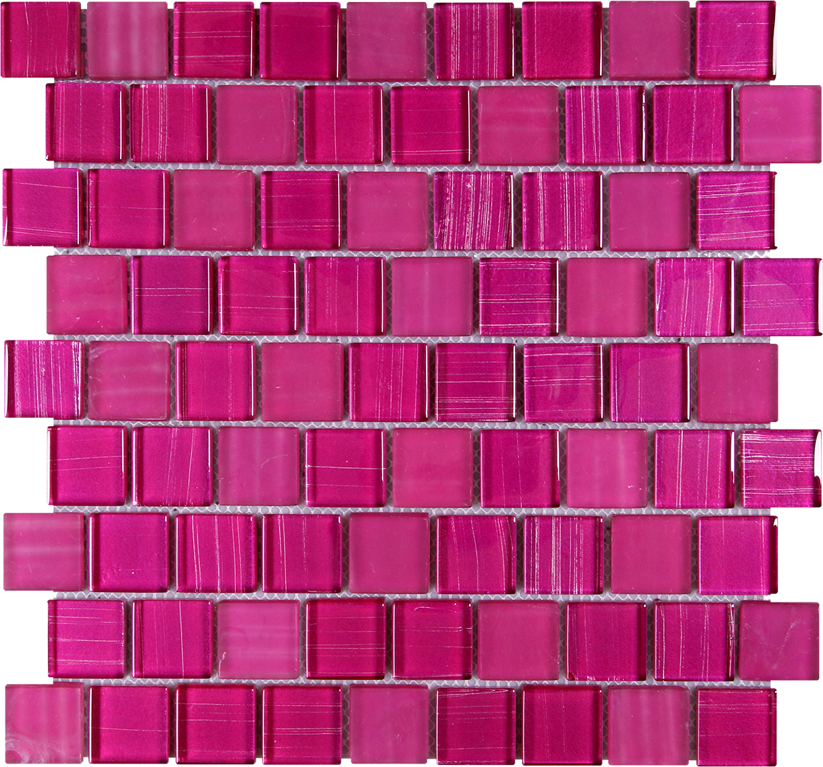 Glass Fushia Linear Mix 12"x12"
