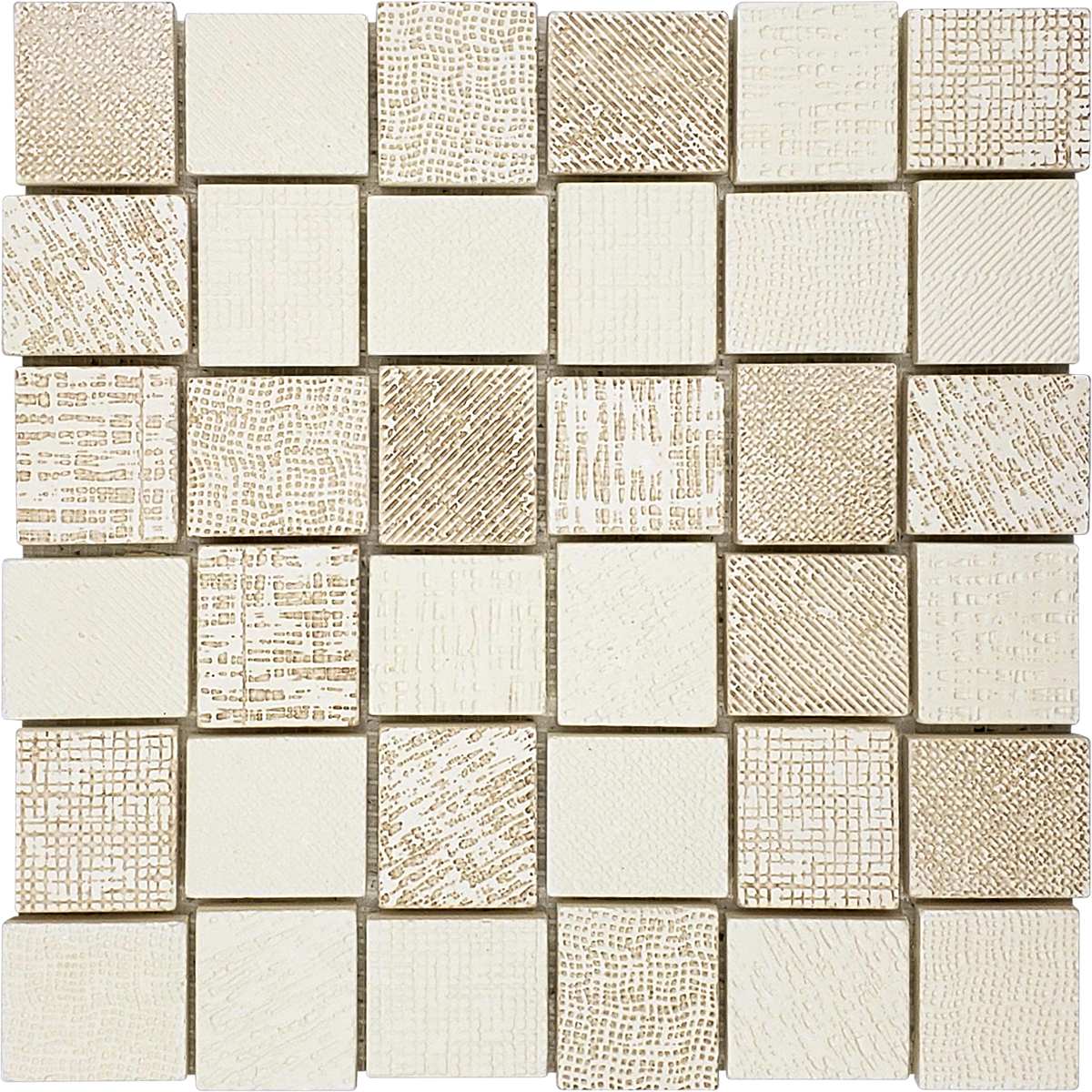 2"x2" Basket Weave Off White Beige Texti