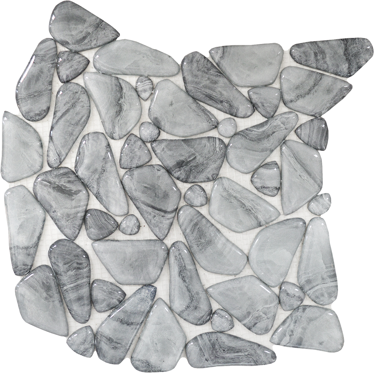 Glass Pebble Light Grey Marble Pattern Mosaic