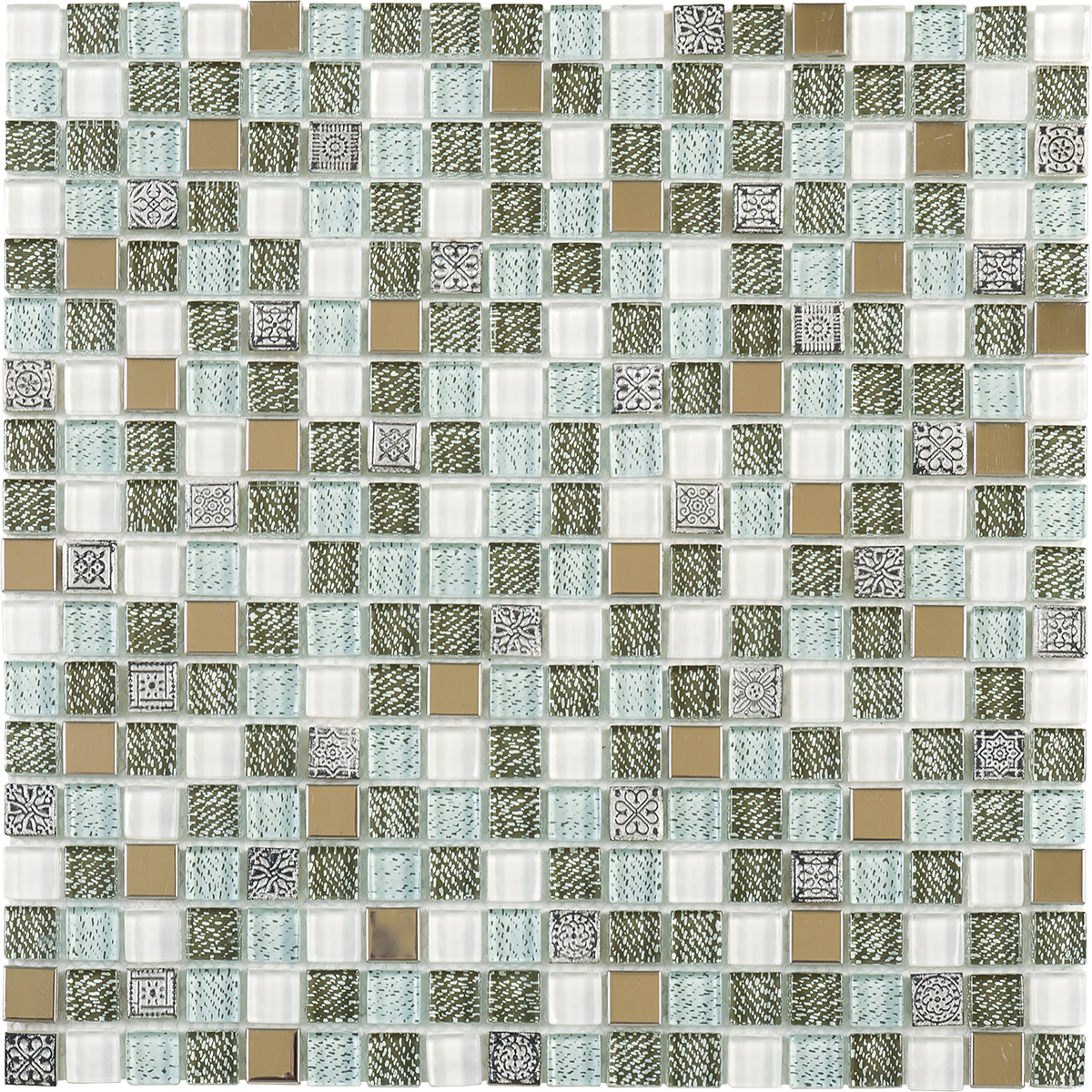 Mix Grey Glass/Green Jean Print/Steel/De