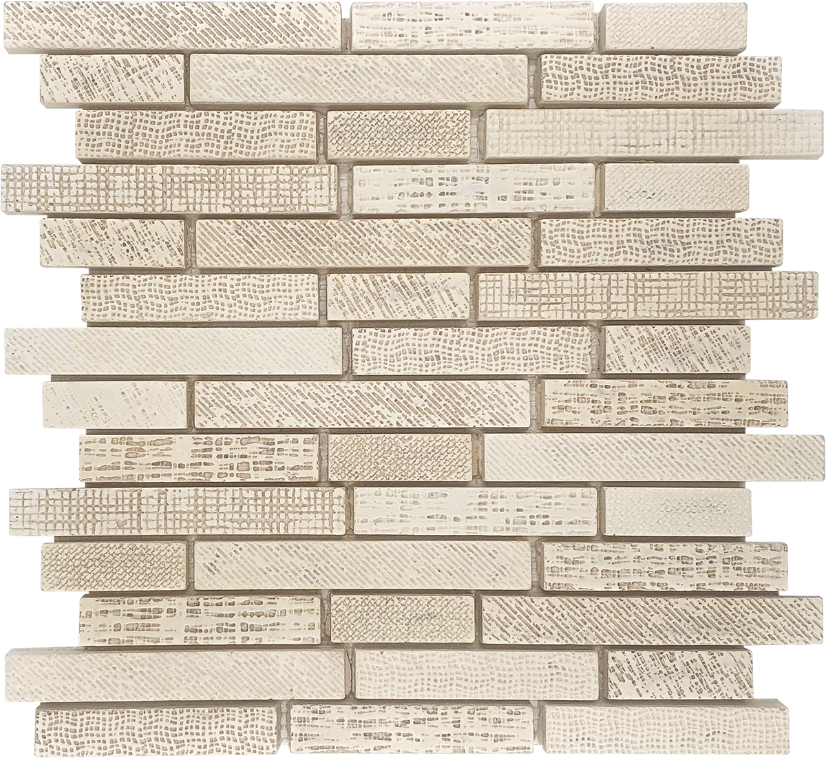 Baguette Off White Beige Textile Print Mosaic