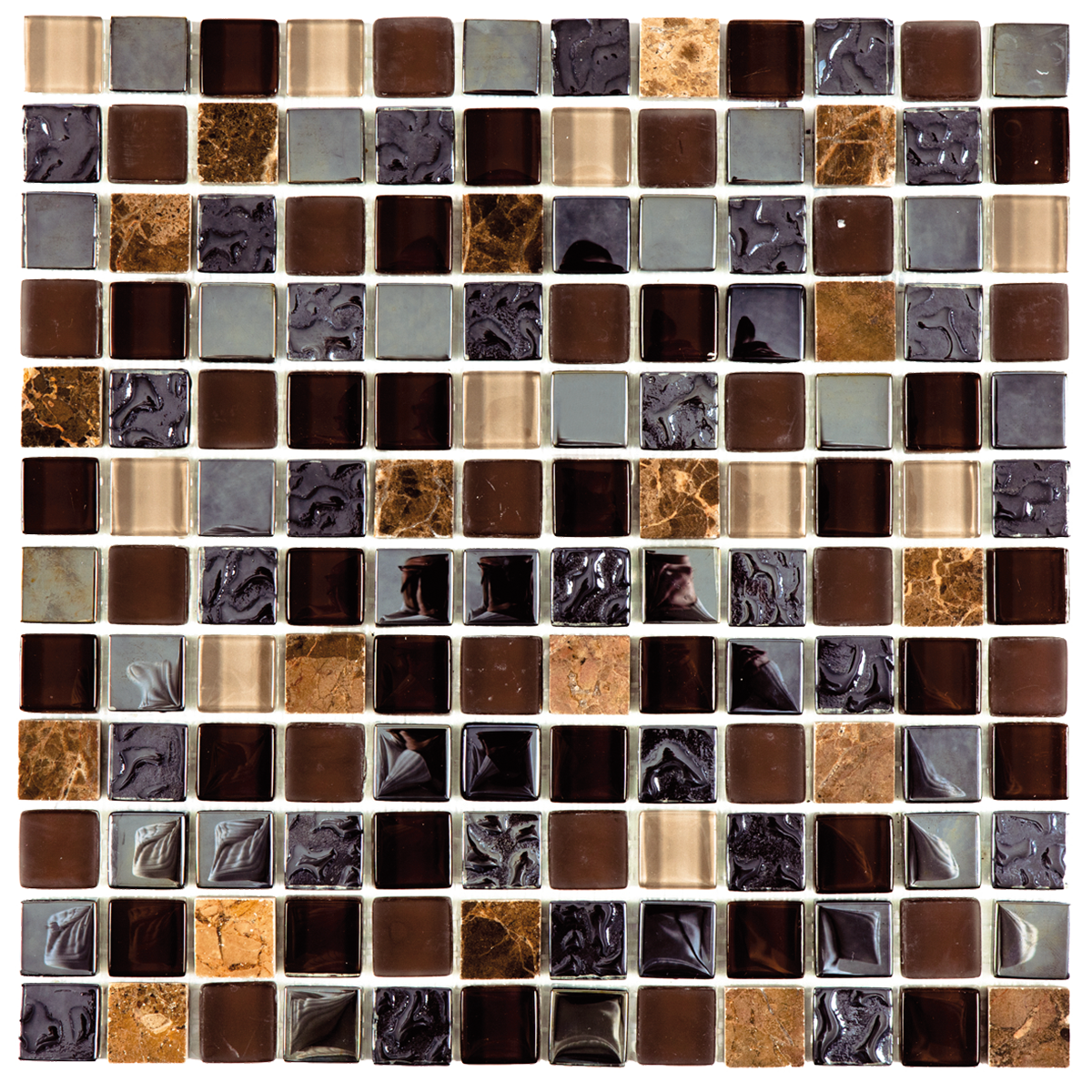 Brown/Mix Glossy Glass Mix Marble Mosaic