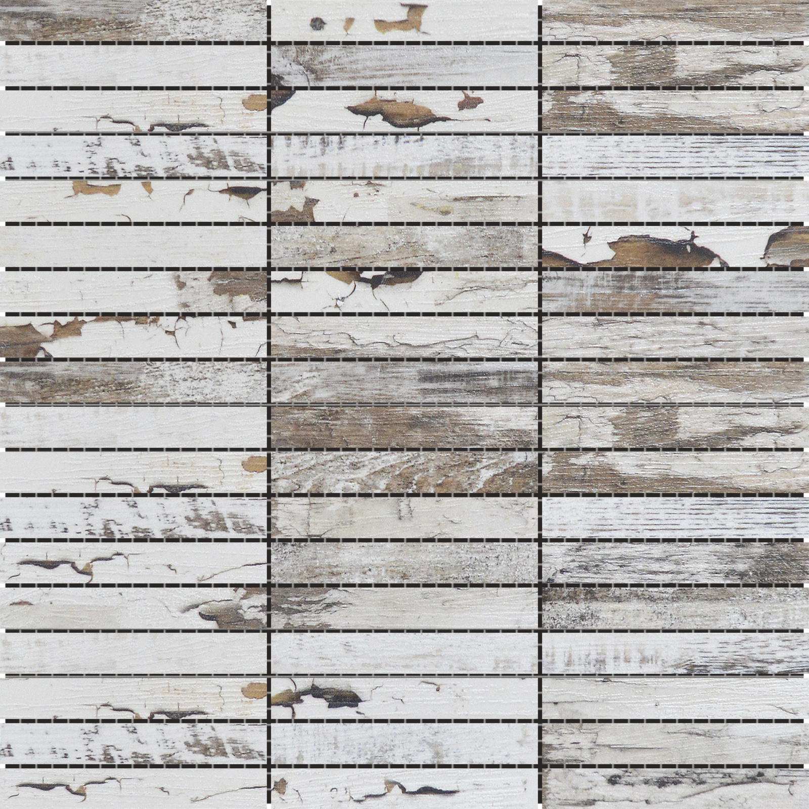0.7"x4" Wood Rectangles Mix Grey Ceramic