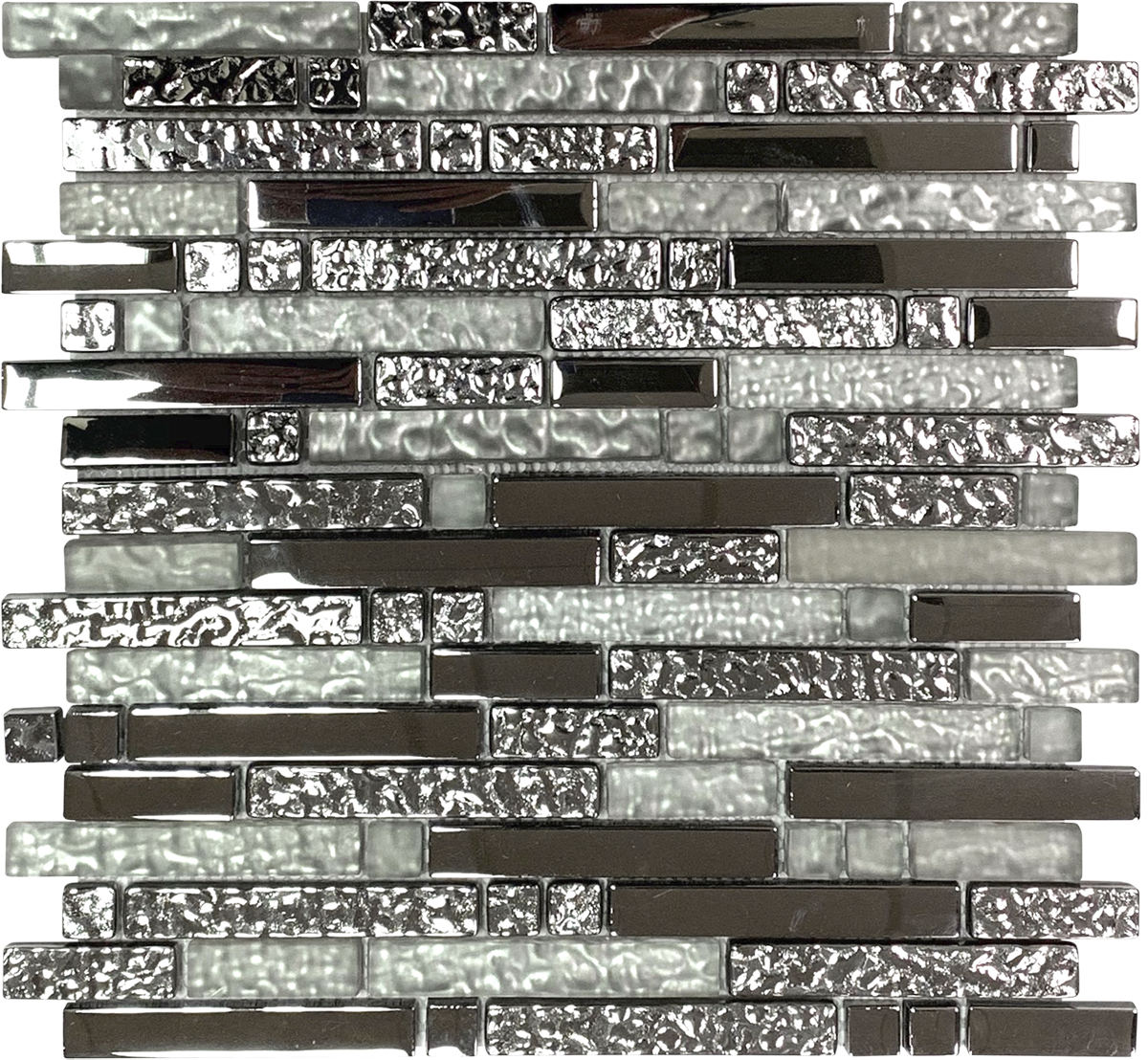 White Glass Polished & Chrome Strip Mosa