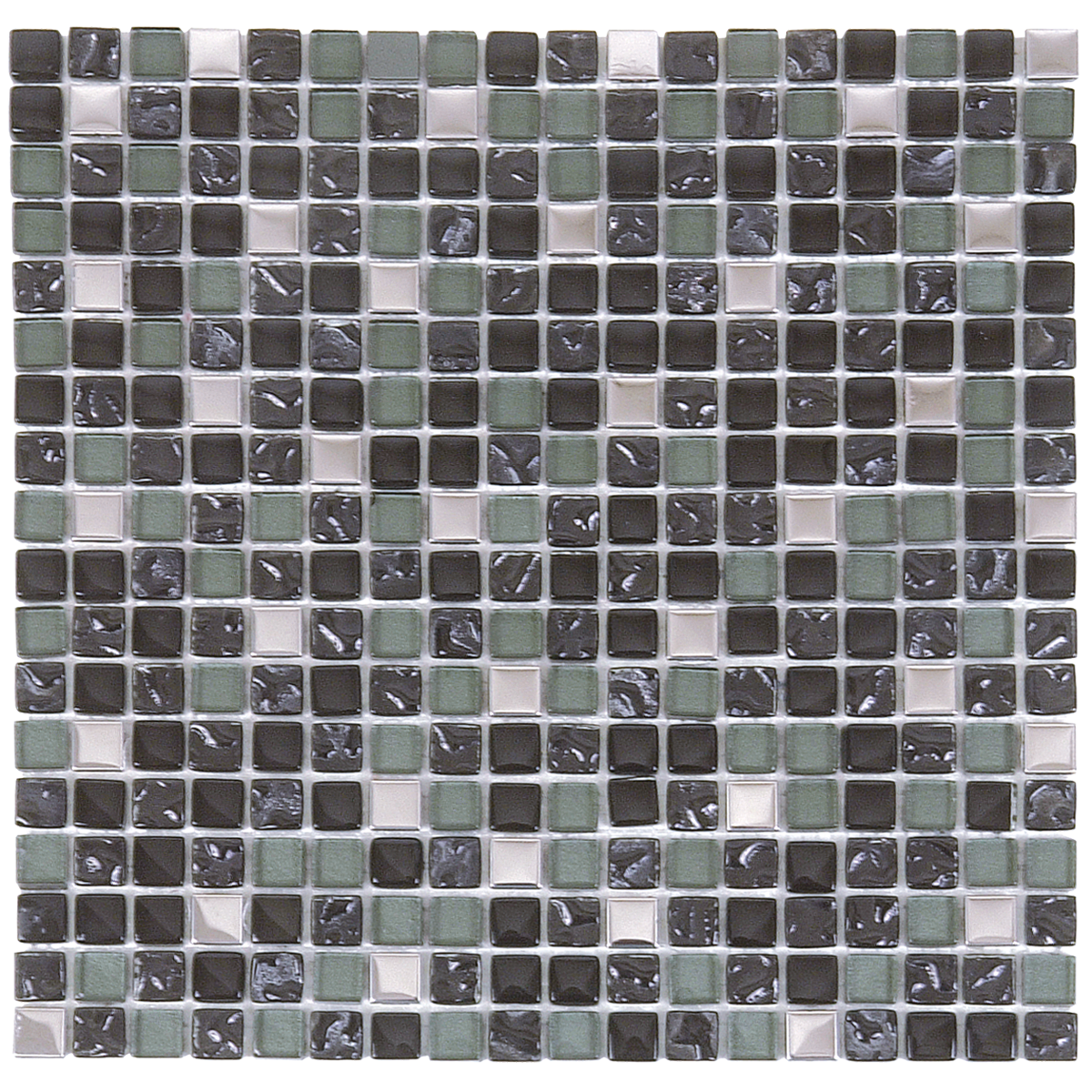 Mix Steel/Dark Grey Glossy Glass Mosaic