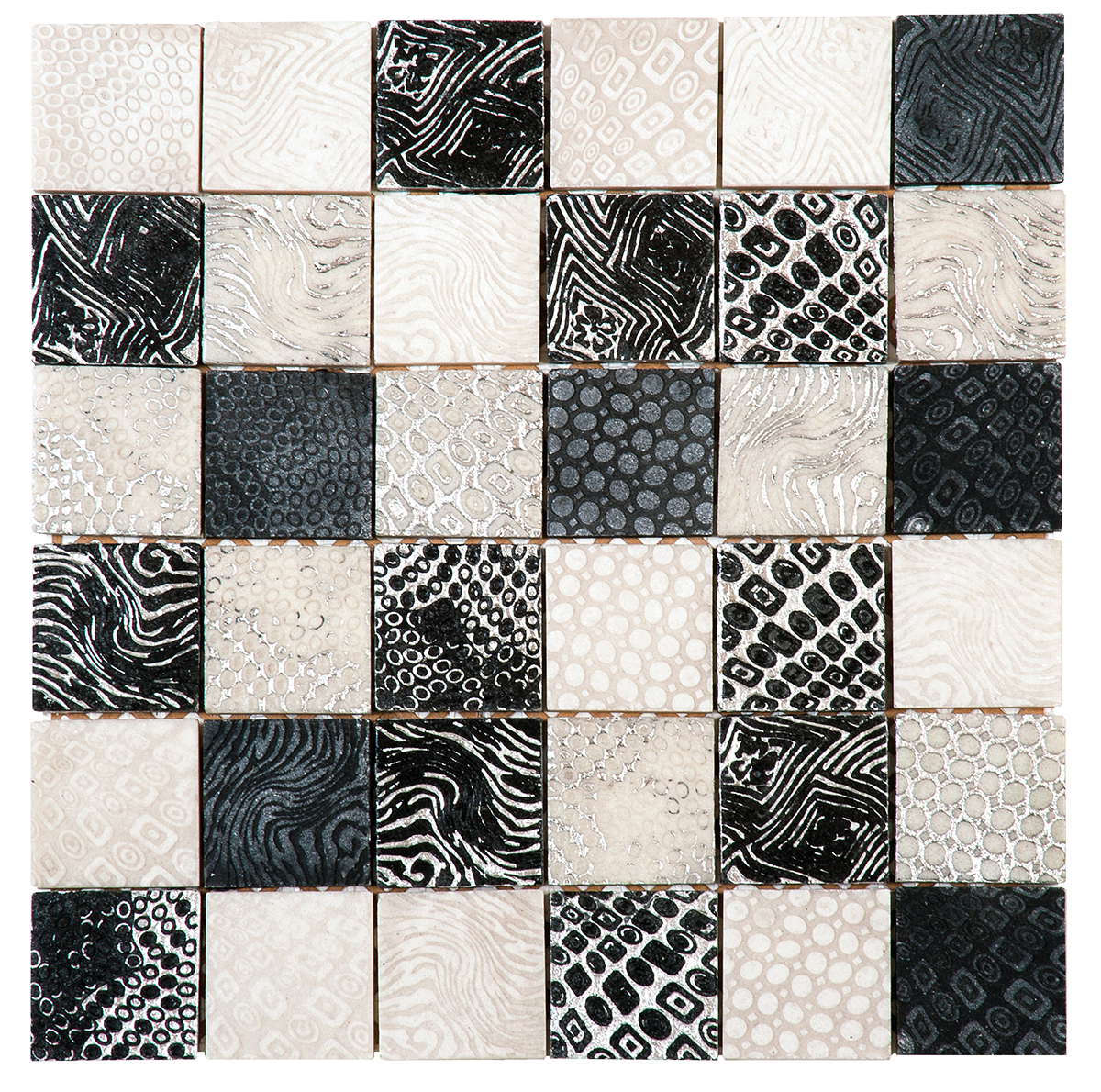 White Black Resin Décor Mosaic