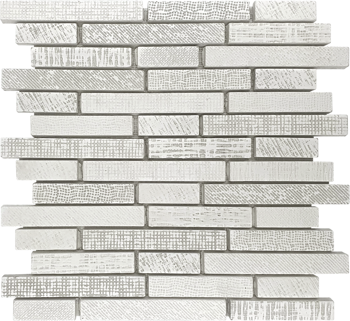 Baguette Super White Grey Textile Print Mosaic