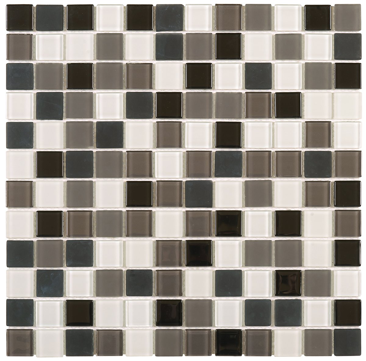 Grey Red Black Mix Matte & Polished 1"x1" Glass Mosaic