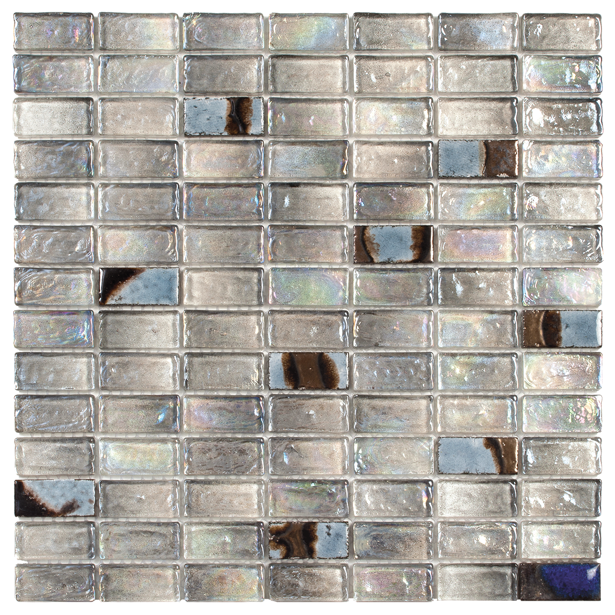 Grey Glass and Ceramic Brick Mosaic 12"x