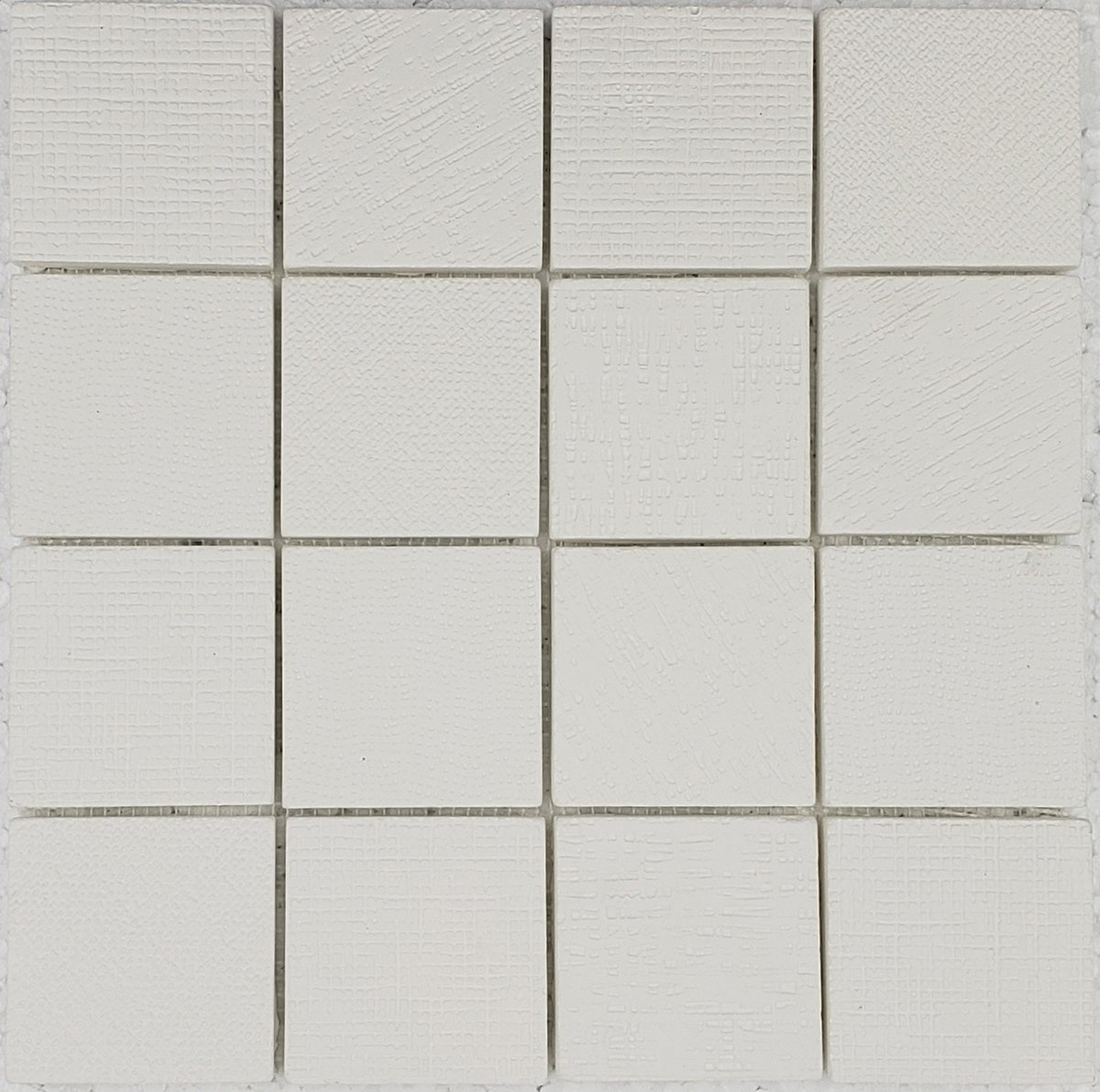 3"x3" Super White Engineered Textile Print mosaic