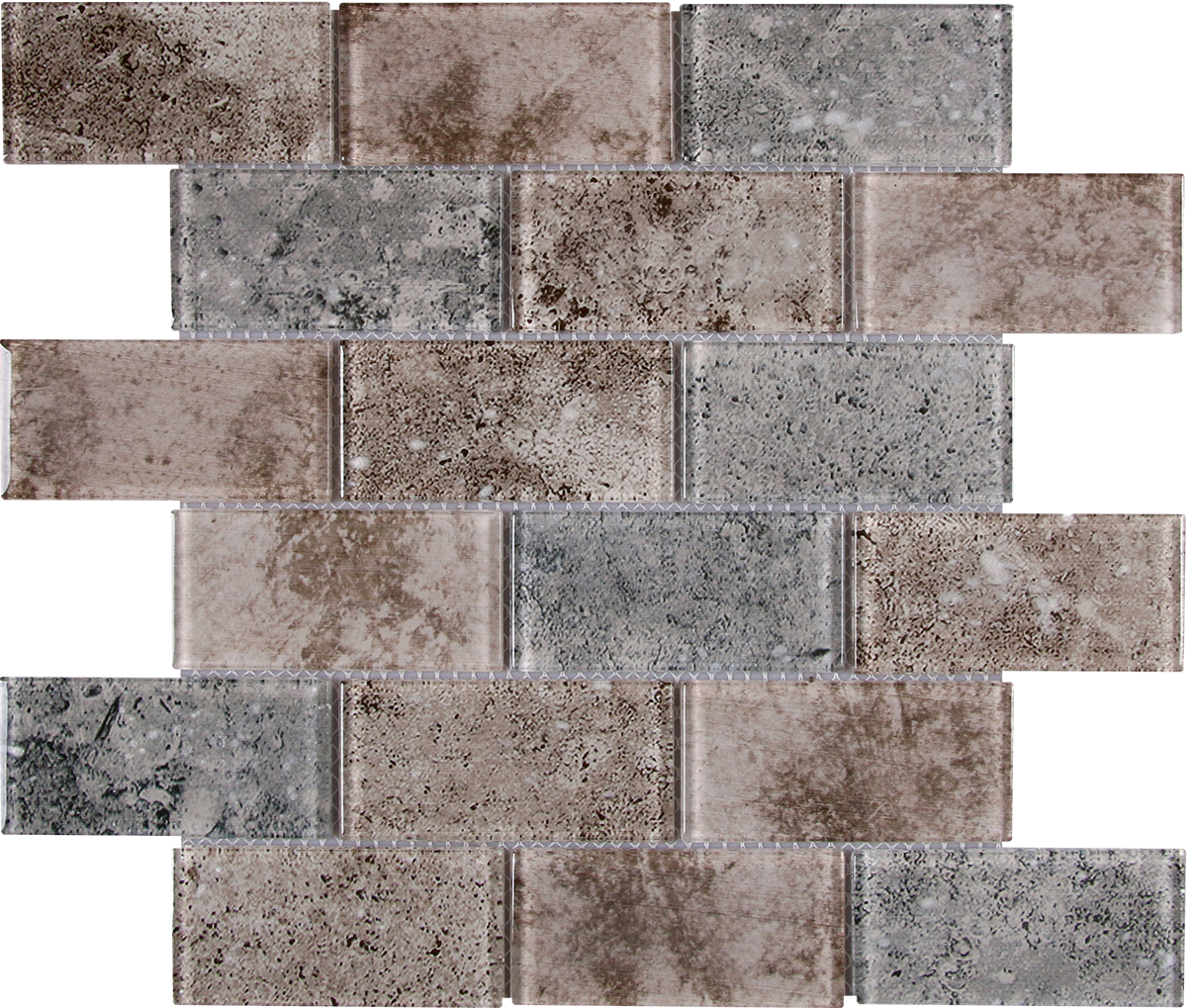 Glass Brick Multi Deco Grey Mix 1"x2" Mo