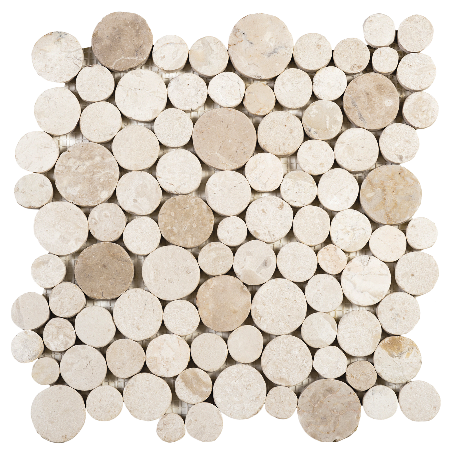 Round Marble Off White Mix Mosaic 12"x11