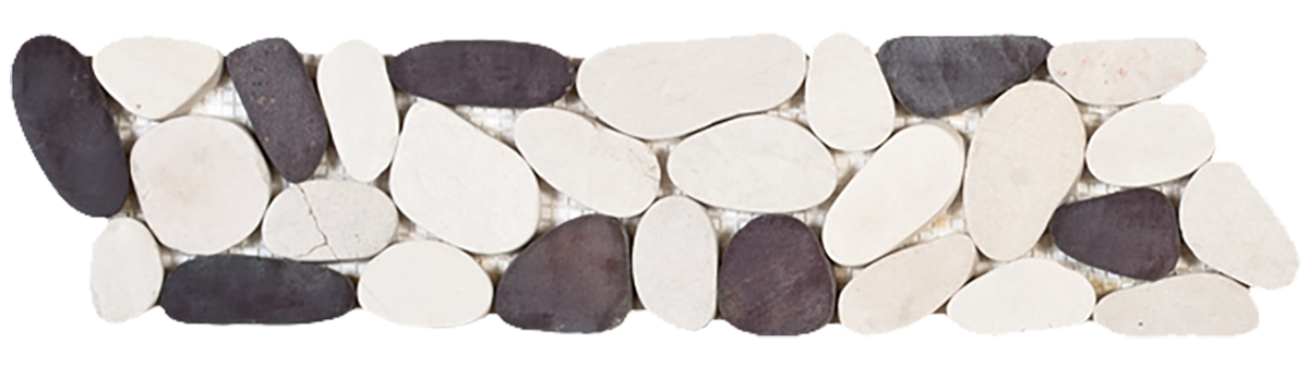 Mix White/Brown Sliced Matte Pebble Border