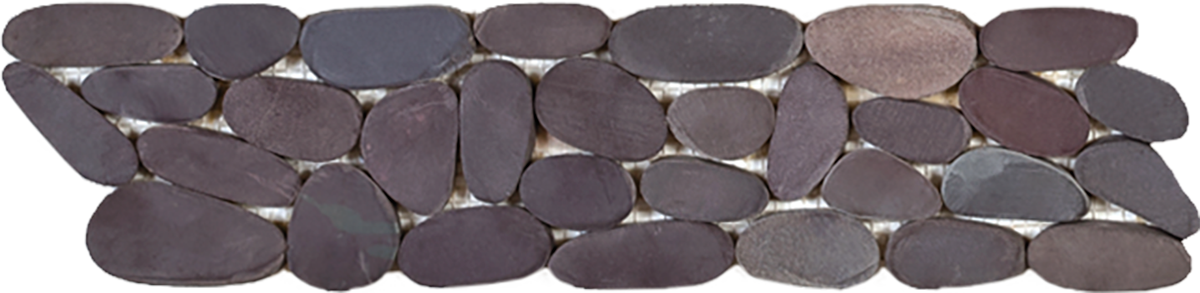 Brown Sliced Matte Rare Stone Pebble Border