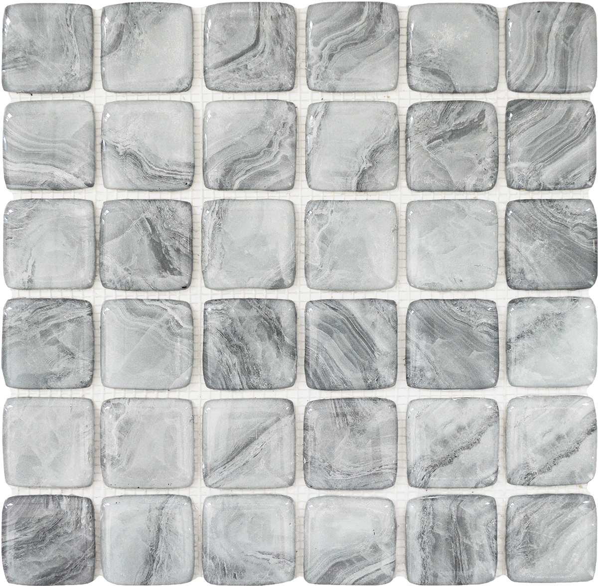 Glass Square Light Grey Marble Pattern Mosaic