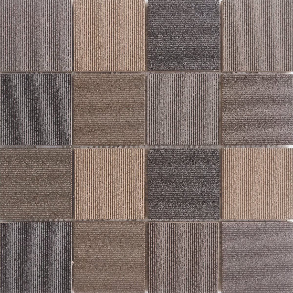 3"x3" Striped Beige Grey Mix Ceramic Mosaic
