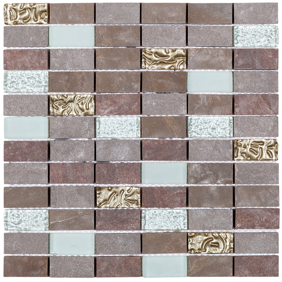 White/Gold Glass and Brown Quartzite Bri