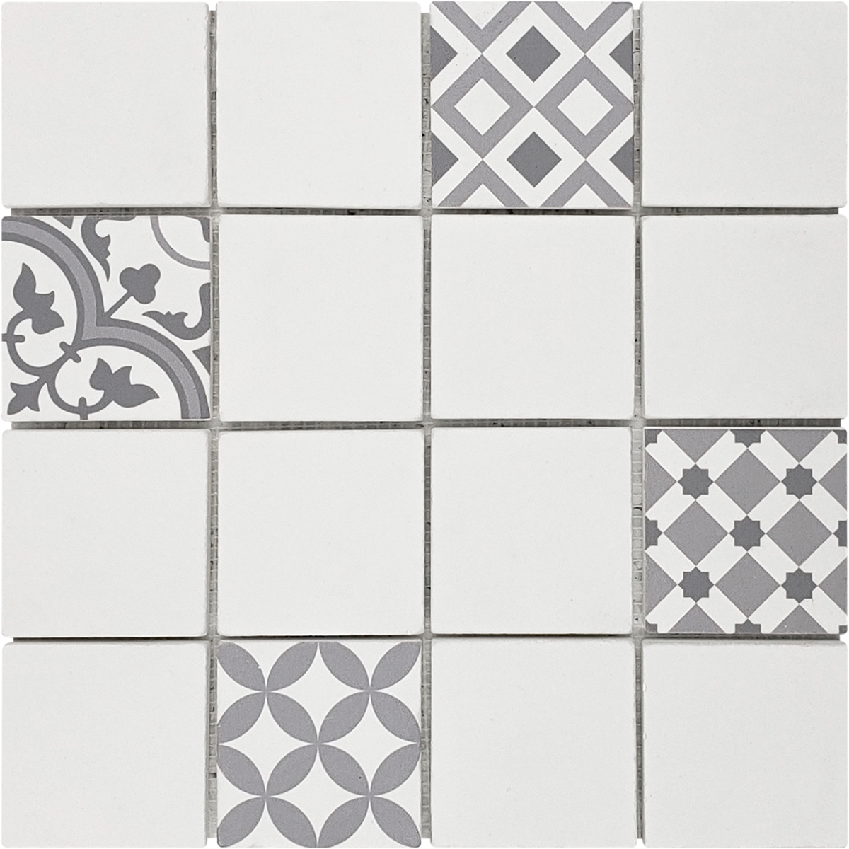 3"x3" White Grey Mix (Painted) Engineered Mosaic