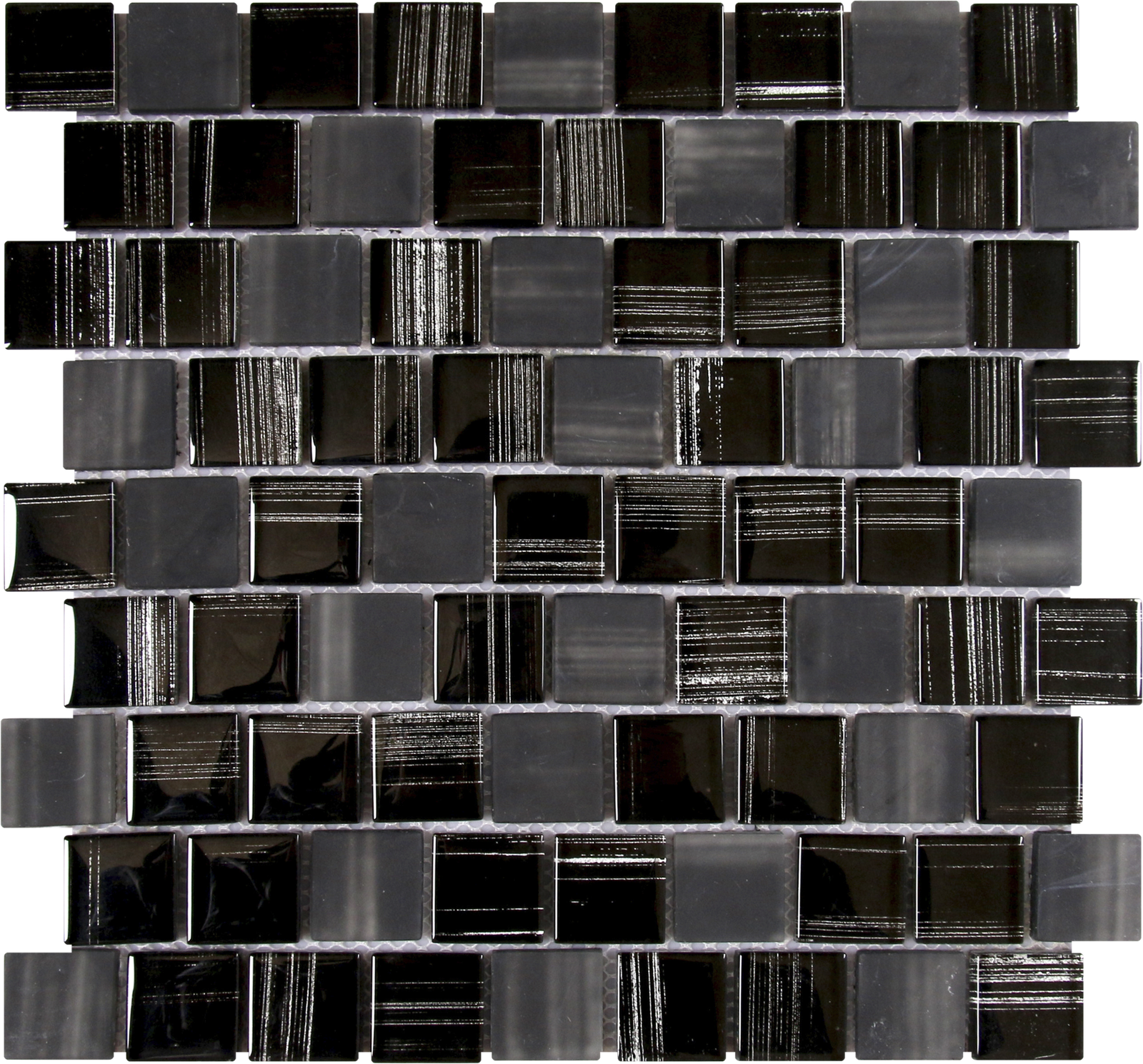Glass Black Linear Mix 12"x12"