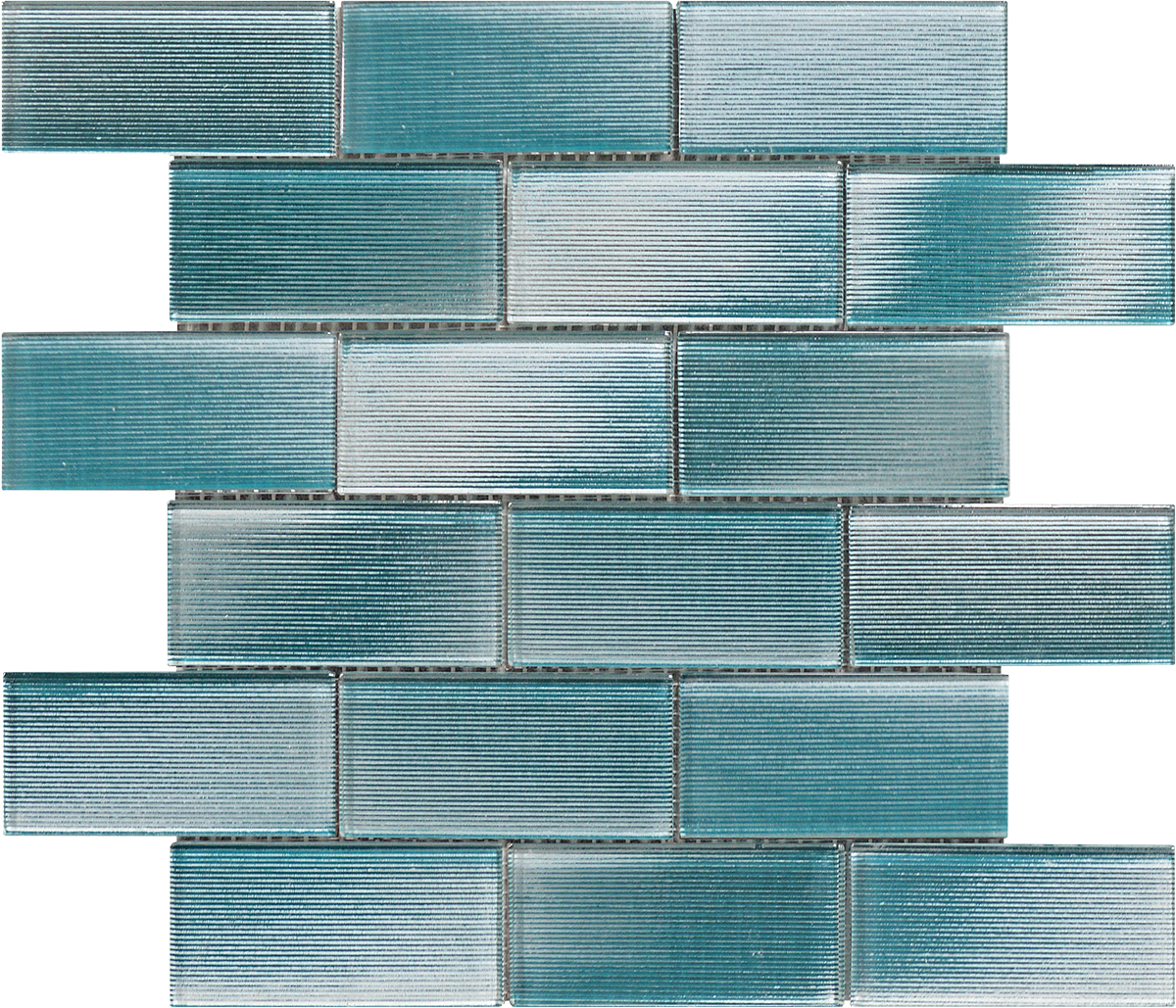 2"x4" Linear Acqua Glass Brick Pattern Mosaic