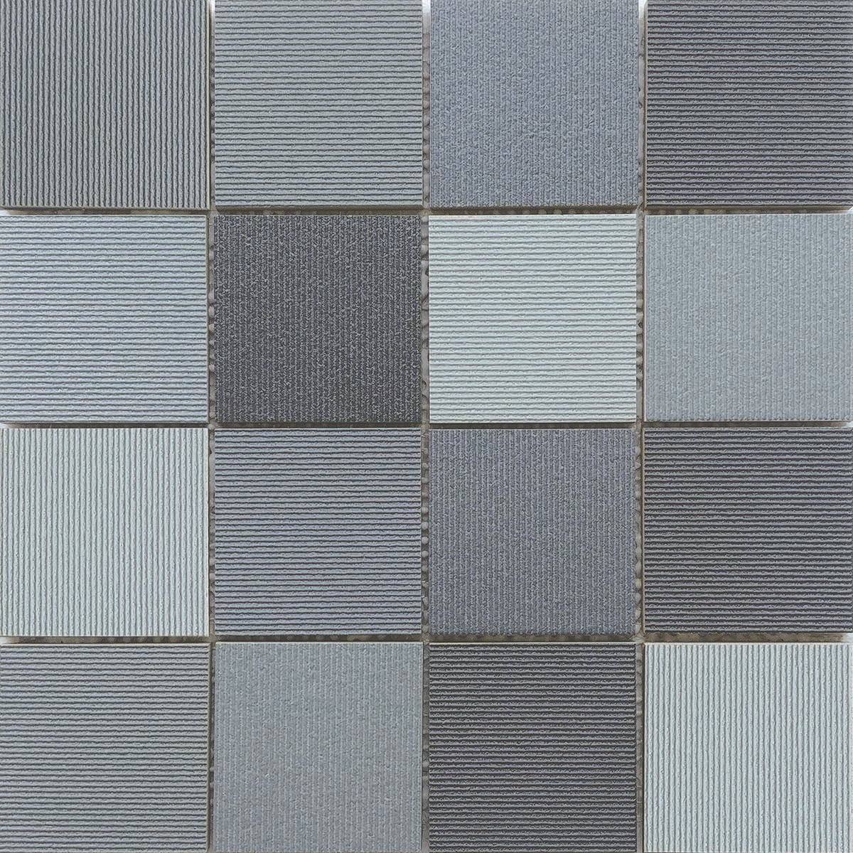 3"x3" Striped Grey Mix Ceramic Mosaic
