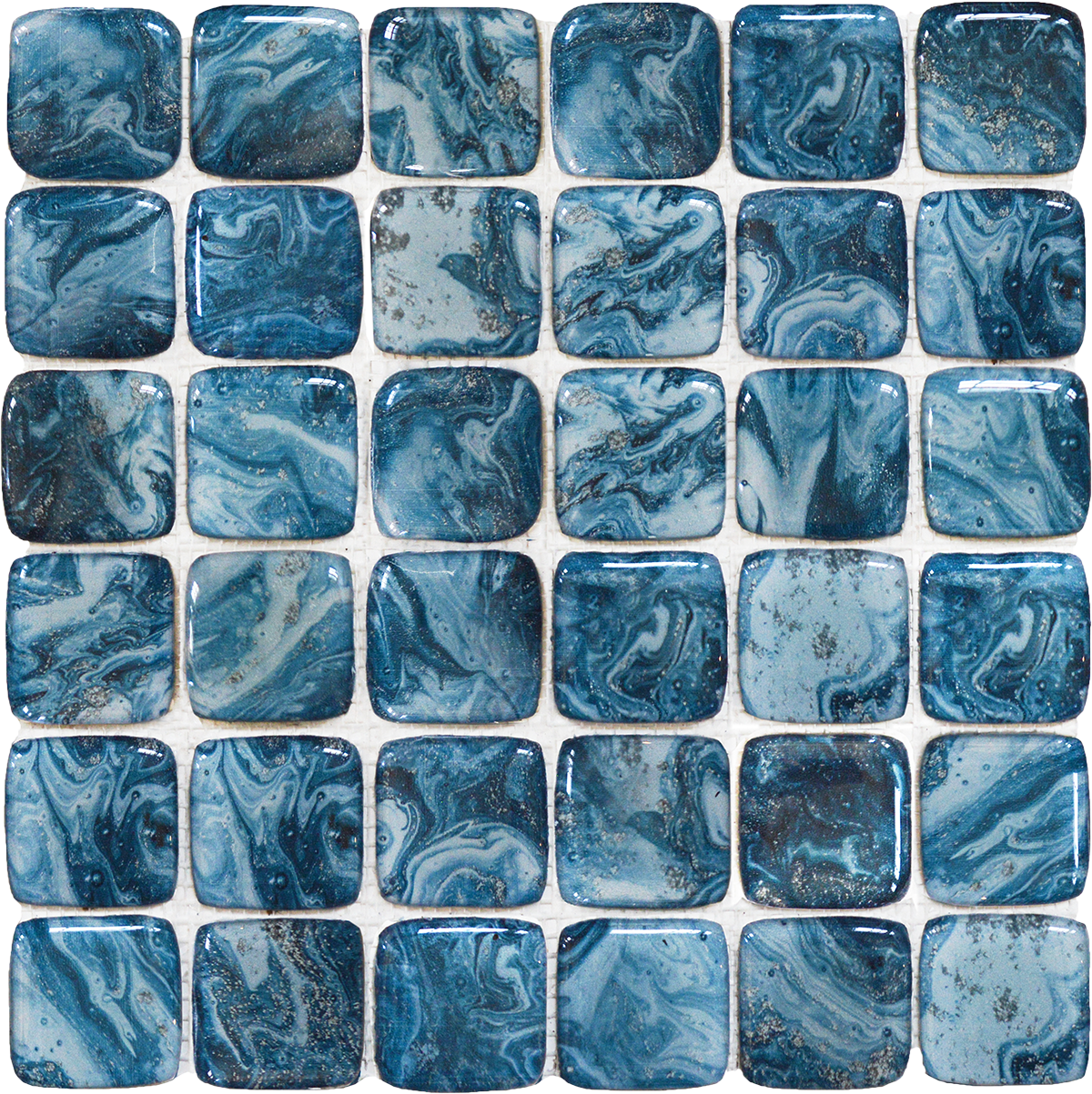 Glass Square Blue Marble Pattern Mix Mosaic