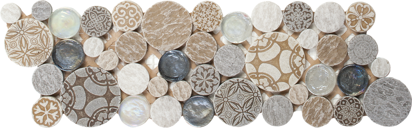 Beige Penny Rounds Decor Glass Interlock Border