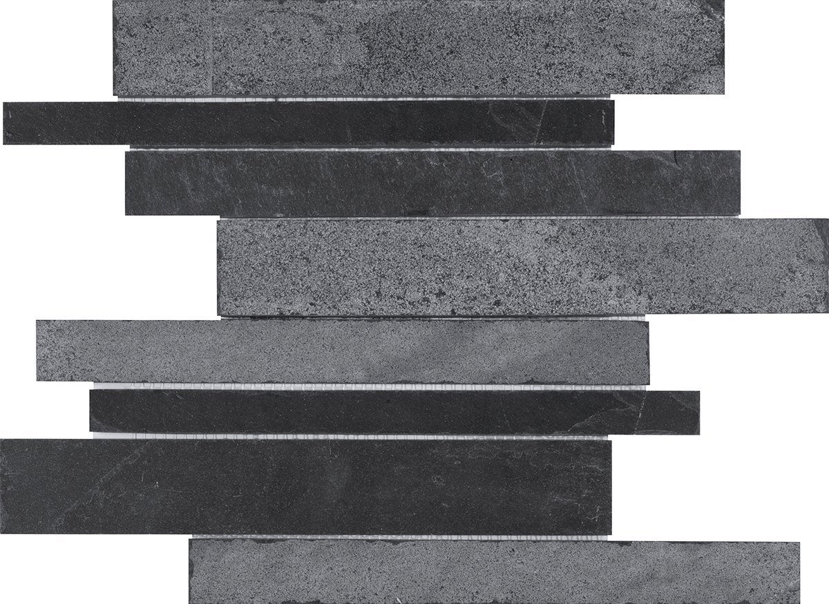 Black Strip Honed&Sanded Blasted Mosaic