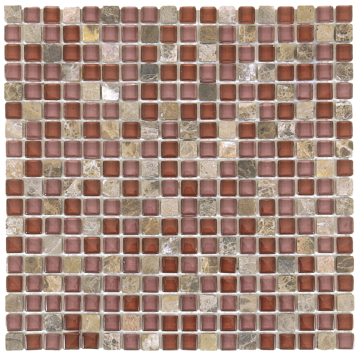 Brown Marble/Brown Glossy Glass Mosaic