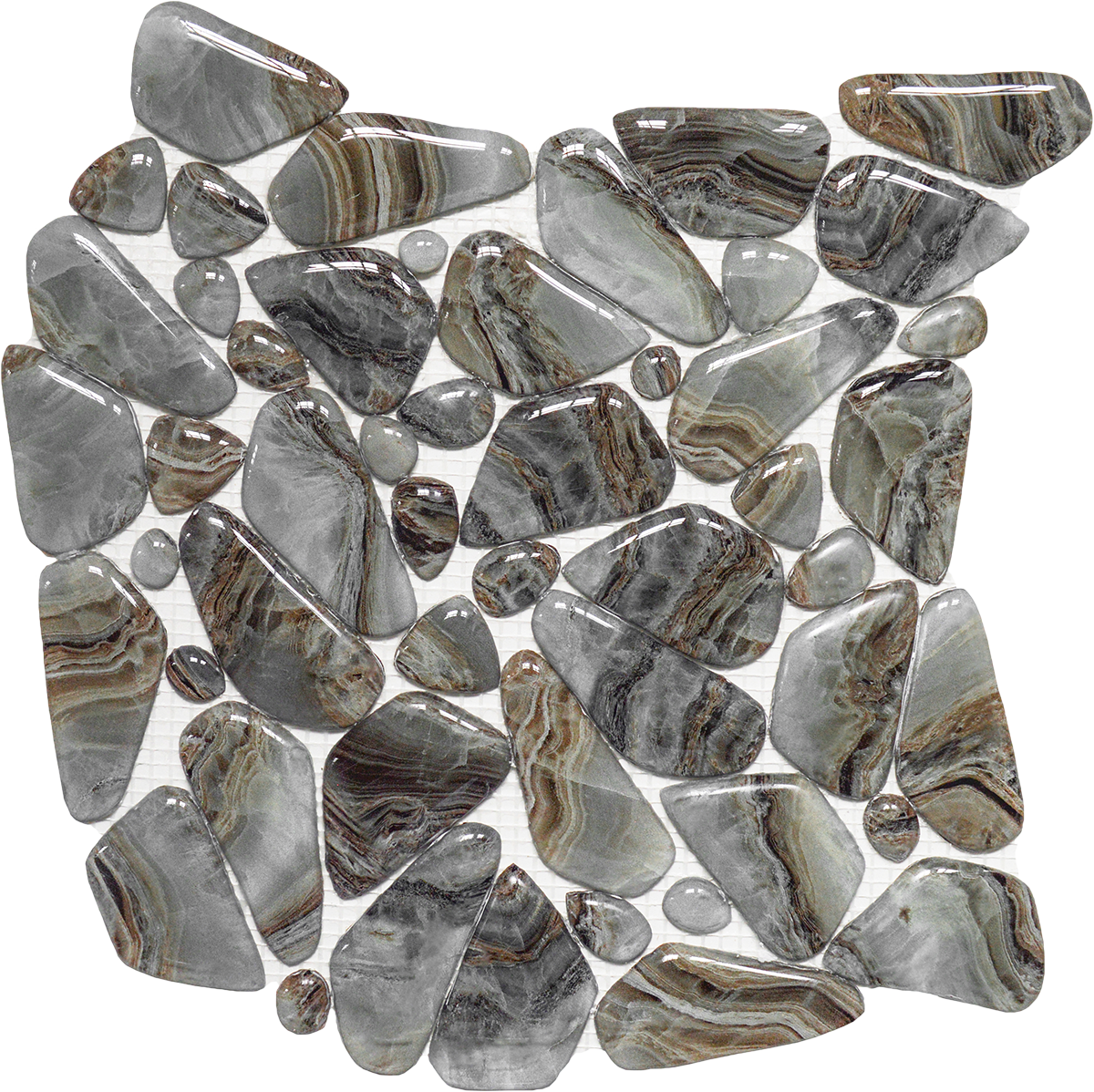 Glass Pebble Grey Beige Mix Marble Patte