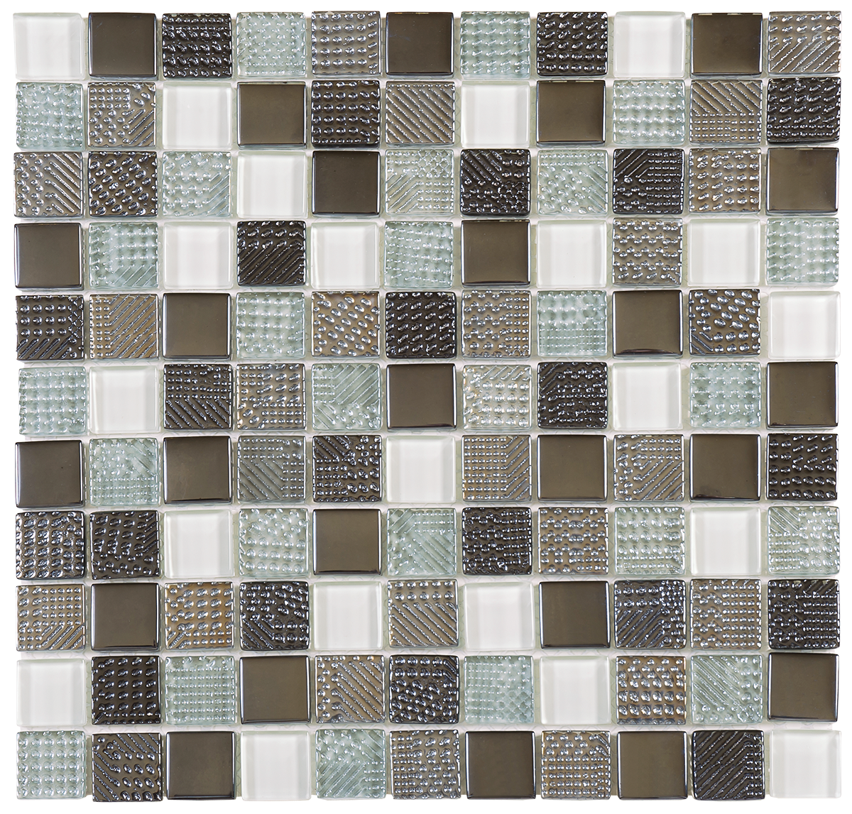 Mix Grey Golf 1"x1"  Glass  Mosaic