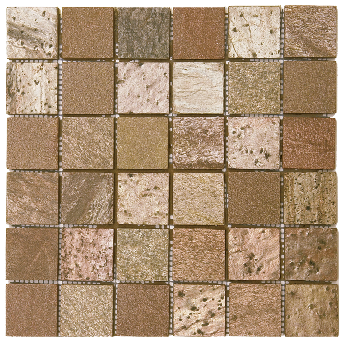 Copper Polished 2"'x2" Quartzite Mosaic